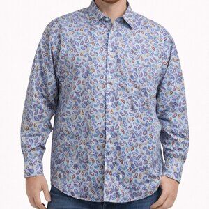 Alan Flusser Mens Shirt XL Multicolor Paisley Printed Long Sleeved Button Down